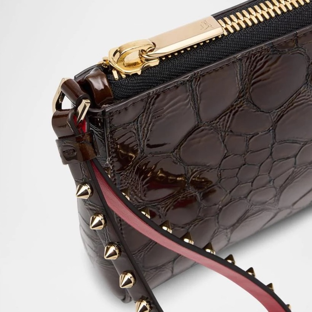 Christian Louboutin Cabata Crocodile Embossed Leather Wristlet - Picture 3 of 8